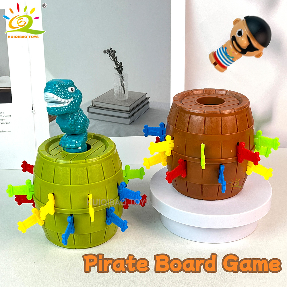 Board Game Pirates - ของเล่นไดโนเสาร์โจรสลัดในถัง เกมโชคลาภ ของเล่นกลไกโจรสลัดกระโดดขึ้น ของเล่นสร้างสรรค์สนุกๆ สำหรับงานสังสรรค์ในครอบครัว ของขวัญสำหรับเด็ก