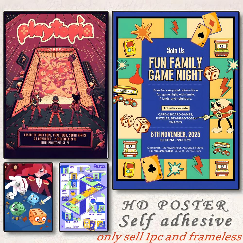 Board Game Cafe - โปสเตอร์เกมกระดาน Berlin Brettspiel Con ภาพพิมพ์ติดผนัง ภาพศิลปะตกแต่งห้อง