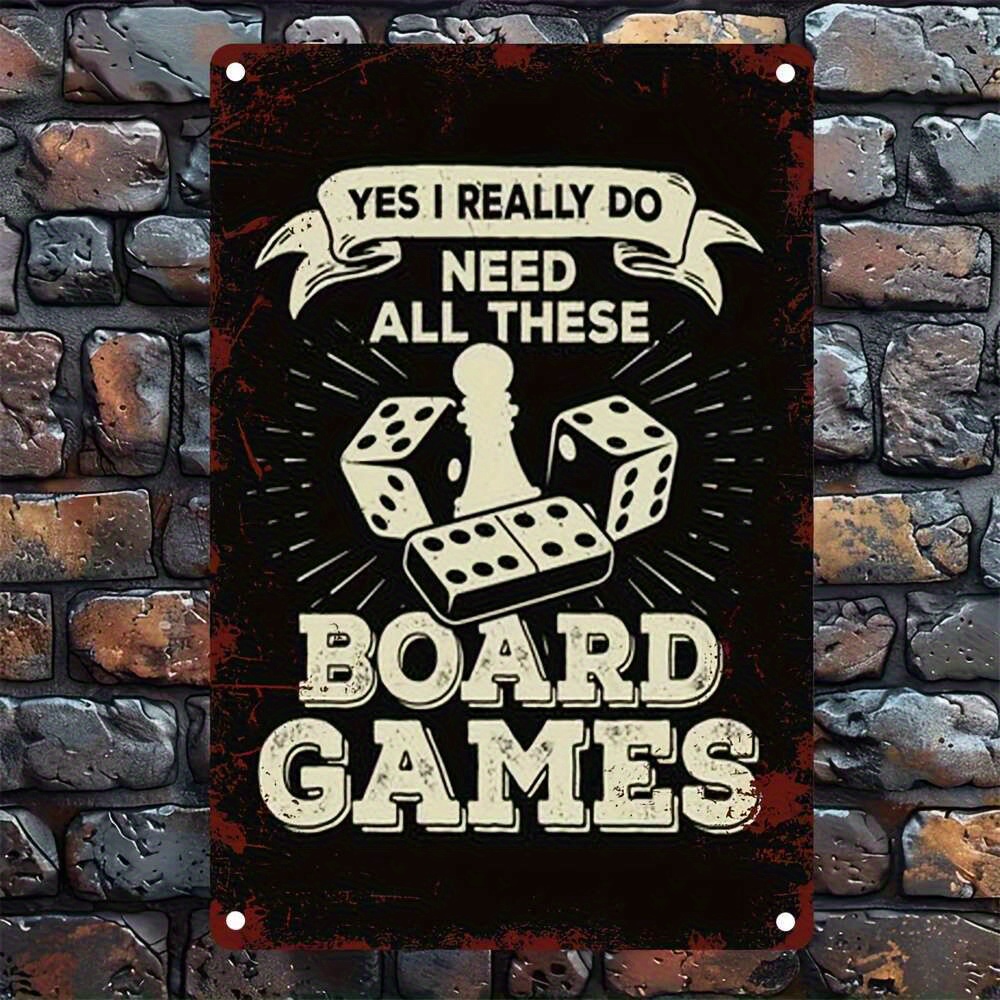 Board Game Cafe - ฉันต้องการเกมกระดานเหล่านี้ทั้งหมด แผ่นโลหะสำหรับตกแต่งห้องเกม ตกแต่งบ้าน บาร์ คาเฟ่ และภาพติดผนังโรงรถ