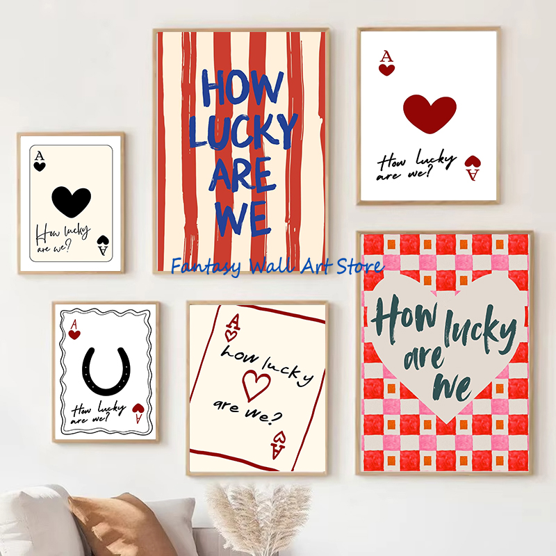 Board Game Hotel - Lucky Are We คําคมอินเทรนด์โรแมนติกบทคัดย่อโป๊กเกอร์การ์ด Preppy Chill