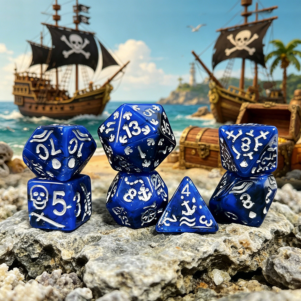ชุดลูกเต๋าธีมโจรสลัด 7 ชิ้น/ชุ - Board Game Pirates บทวิจารณ์และราคา