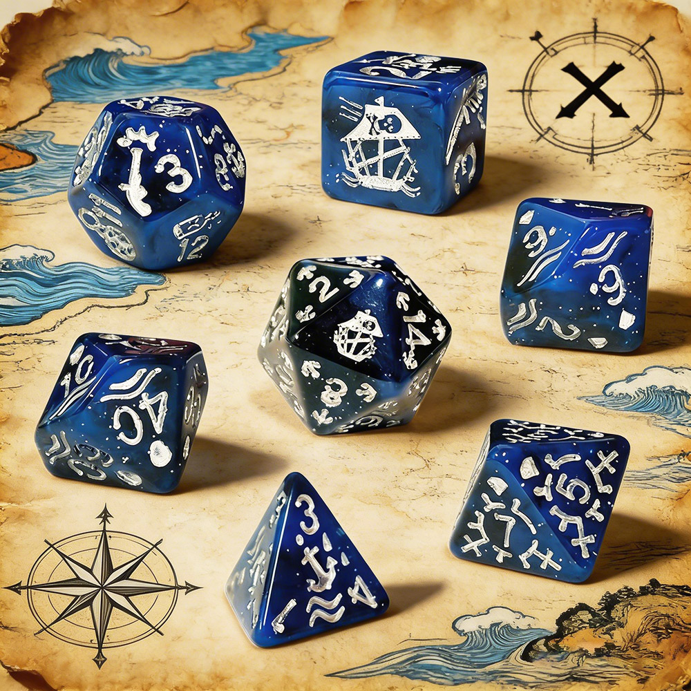 ชุดลูกเต๋าธีมโจรสลัด 7 ชิ้น/ชุ - Board Game Pirates บทวิจารณ์และราคา